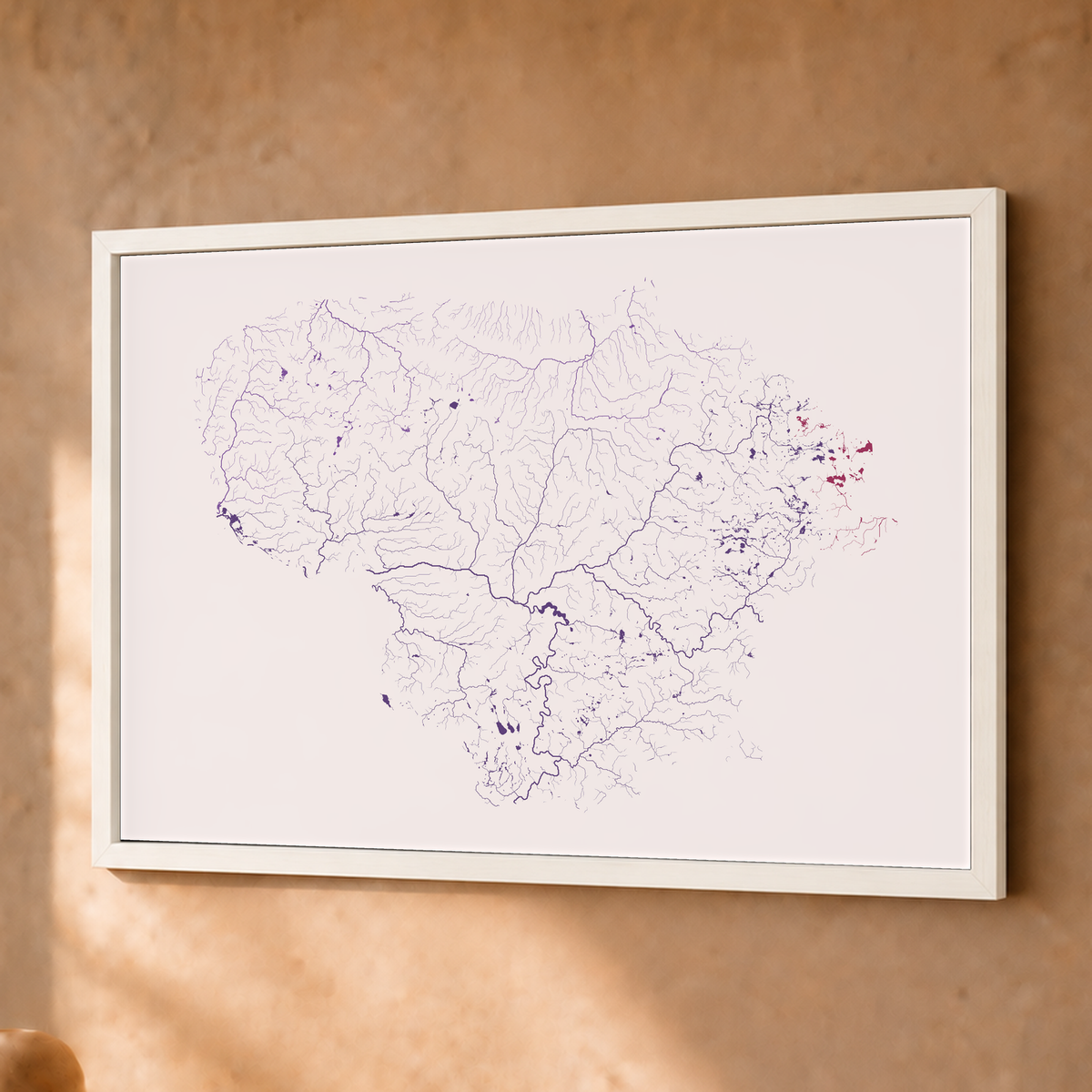 Beautiful Rivers — Lituânia — Ameixa e rosé, Fine art emoldurado · 30 × 40 cm, Branco · Sem margem