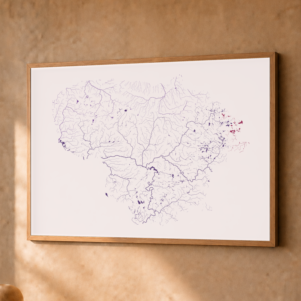 Beautiful Rivers — Lituânia — Ameixa e rosé, Fine art emoldurado · 45 × 60 cm, Natural · Sem margem