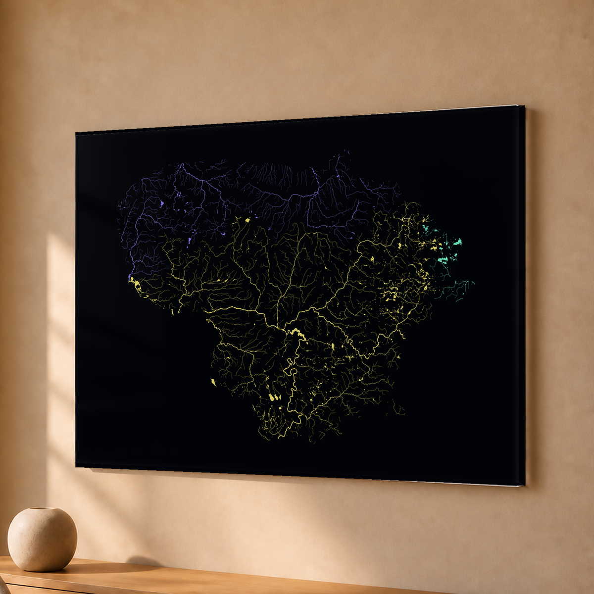 Beautiful Rivers — Lituânia — Neon por território, Acrílico · 30 × 40 cm, Sem margem