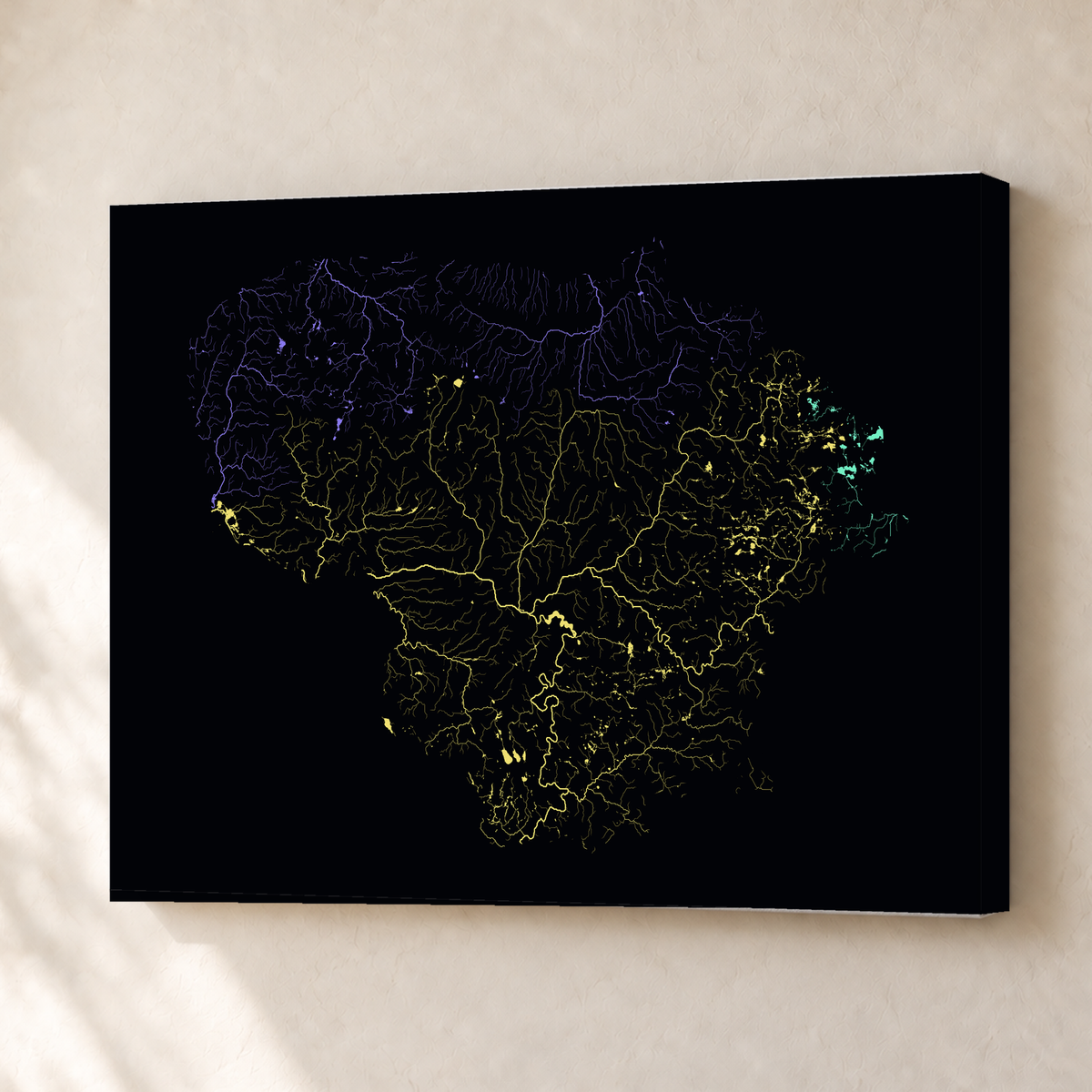 Beautiful Rivers — Lituânia — Neon por território, Canvas · 30 × 40 cm, Sem margem