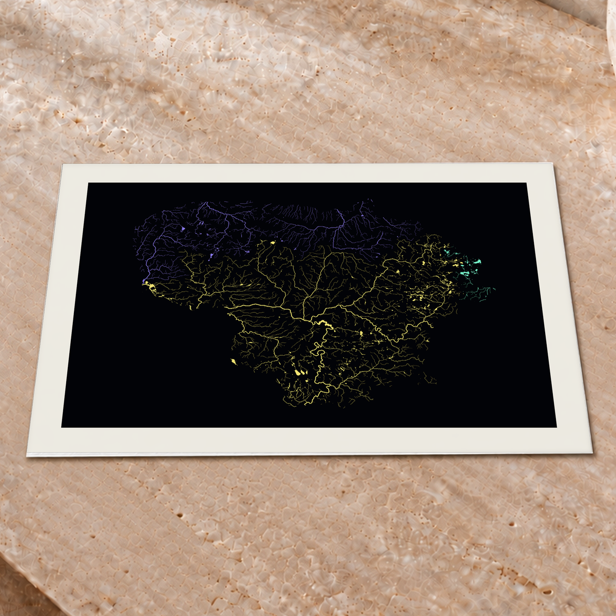 Beautiful Rivers — Lituânia — Neon por território, Impressão fine art · 30 × 40 cm, Margem branca