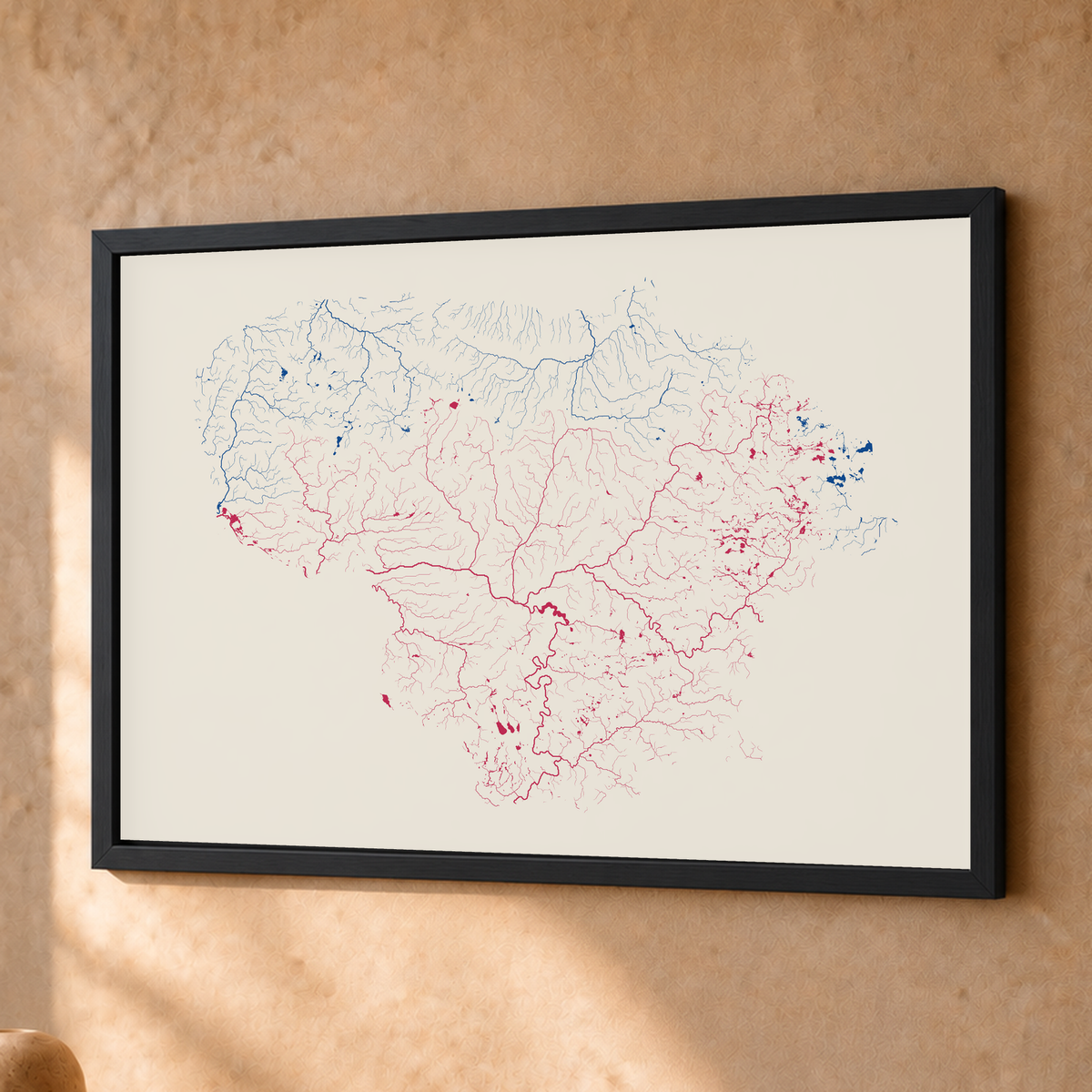 Beautiful Rivers — Lituânia — Risografia, Fine art emoldurado · 30 × 40 cm, Preto · Sem margem
