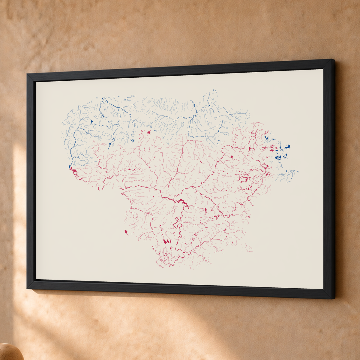 Beautiful Rivers — Lituânia — Risografia, Fine art emoldurado · 45 × 60 cm, Preto · Sem margem