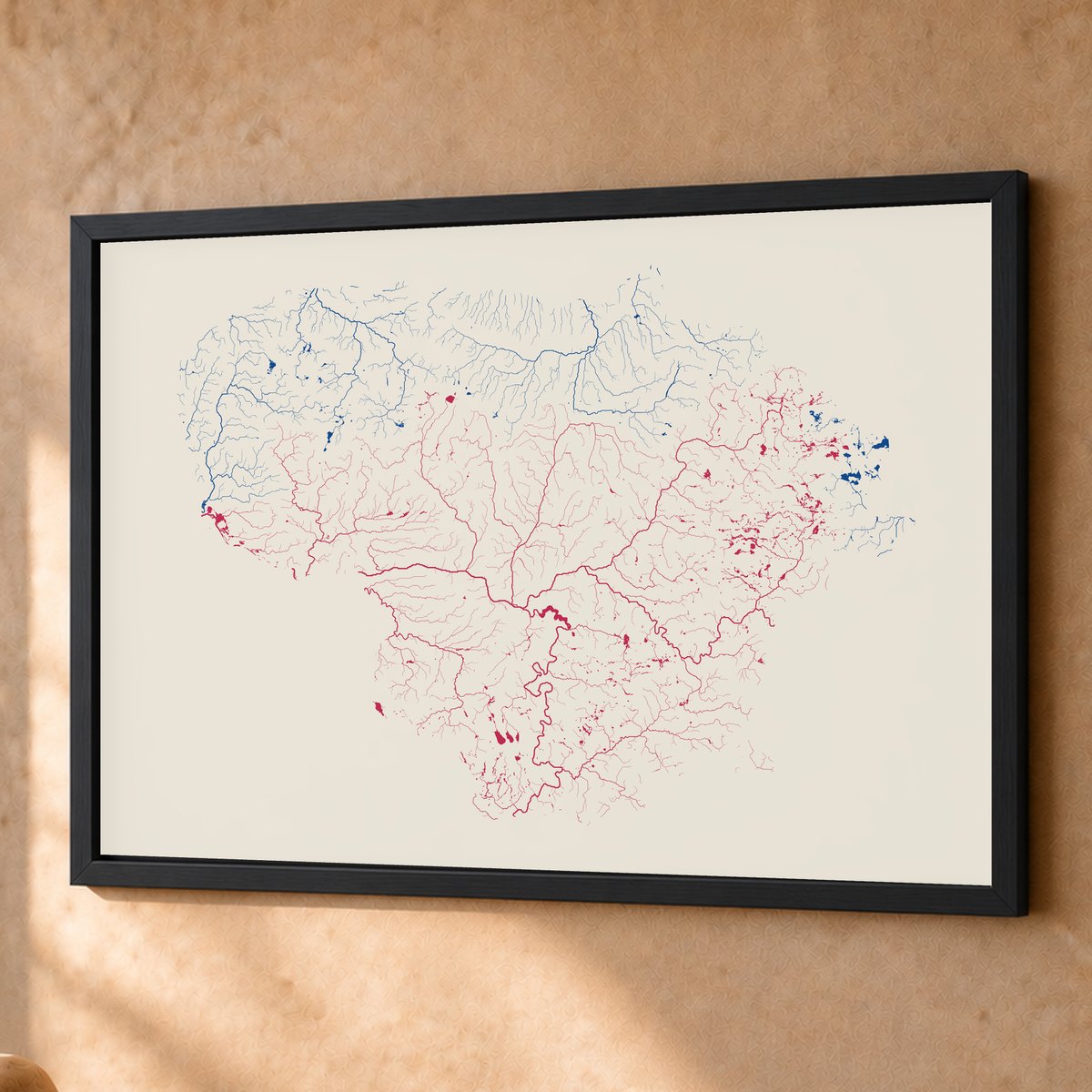 Beautiful Rivers — Lituânia — Risografia, Fine art emoldurado · 60 × 80 cm, Preto · Sem margem