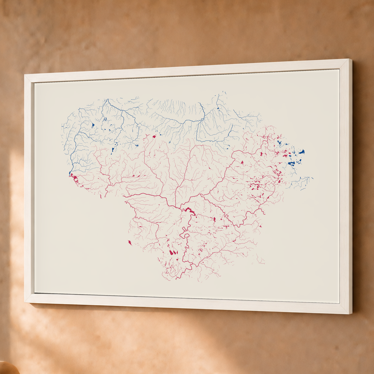 Beautiful Rivers — Lituânia — Risografia, Fine art emoldurado · 60 × 80 cm, Branco · Sem margem