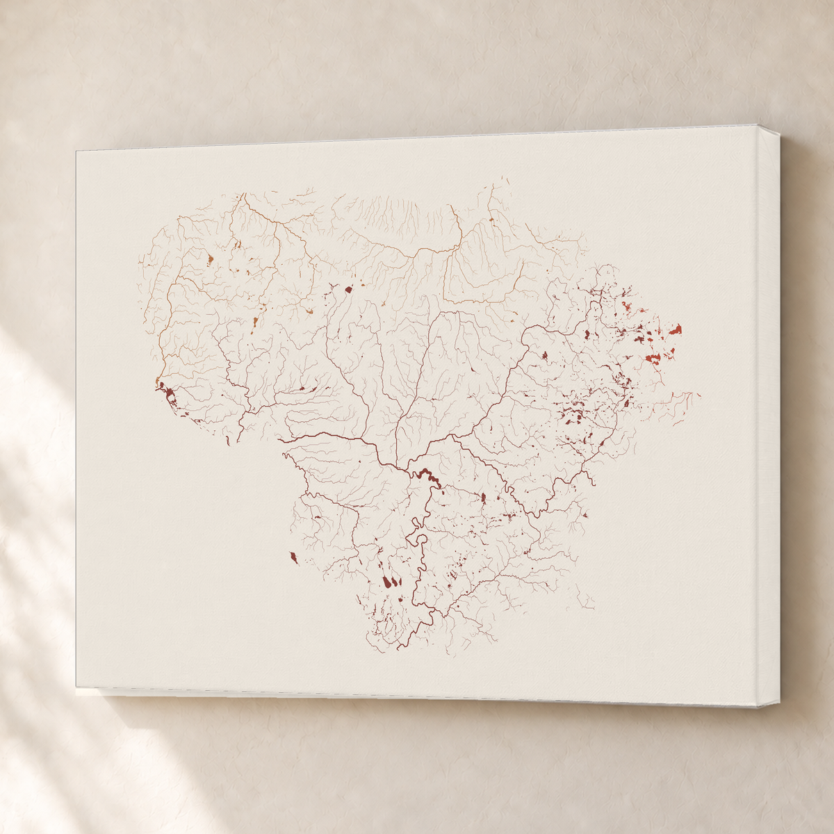 Beautiful Rivers — Lituânia — Terracota e areia, Canvas · 45 × 60 cm, Sem margem