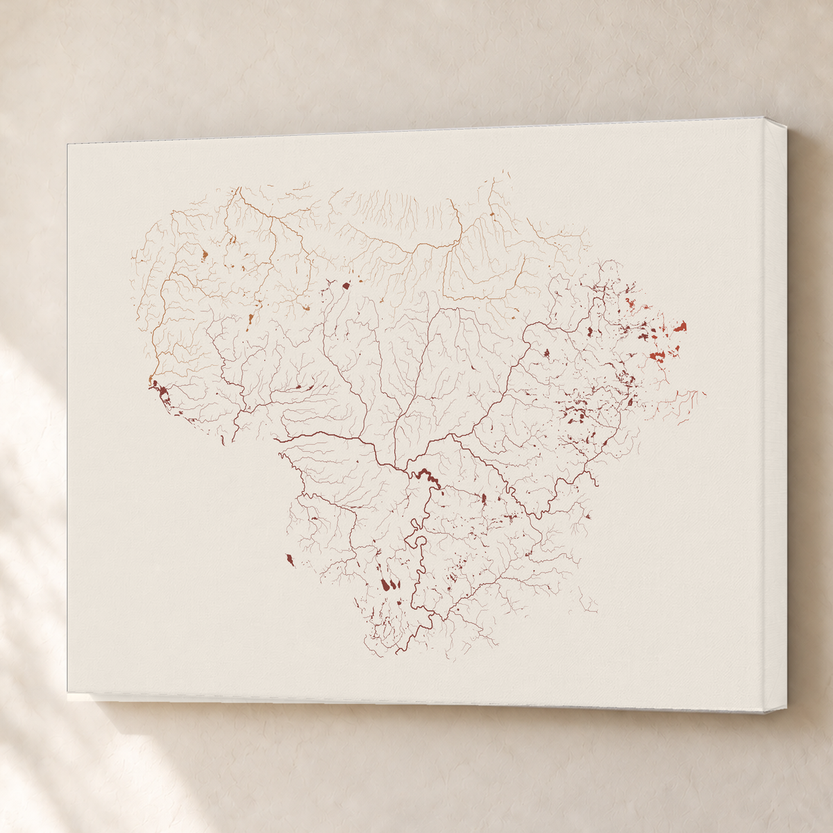 Beautiful Rivers — Lituânia — Terracota e areia, Canvas · 60 × 80 cm, Sem margem