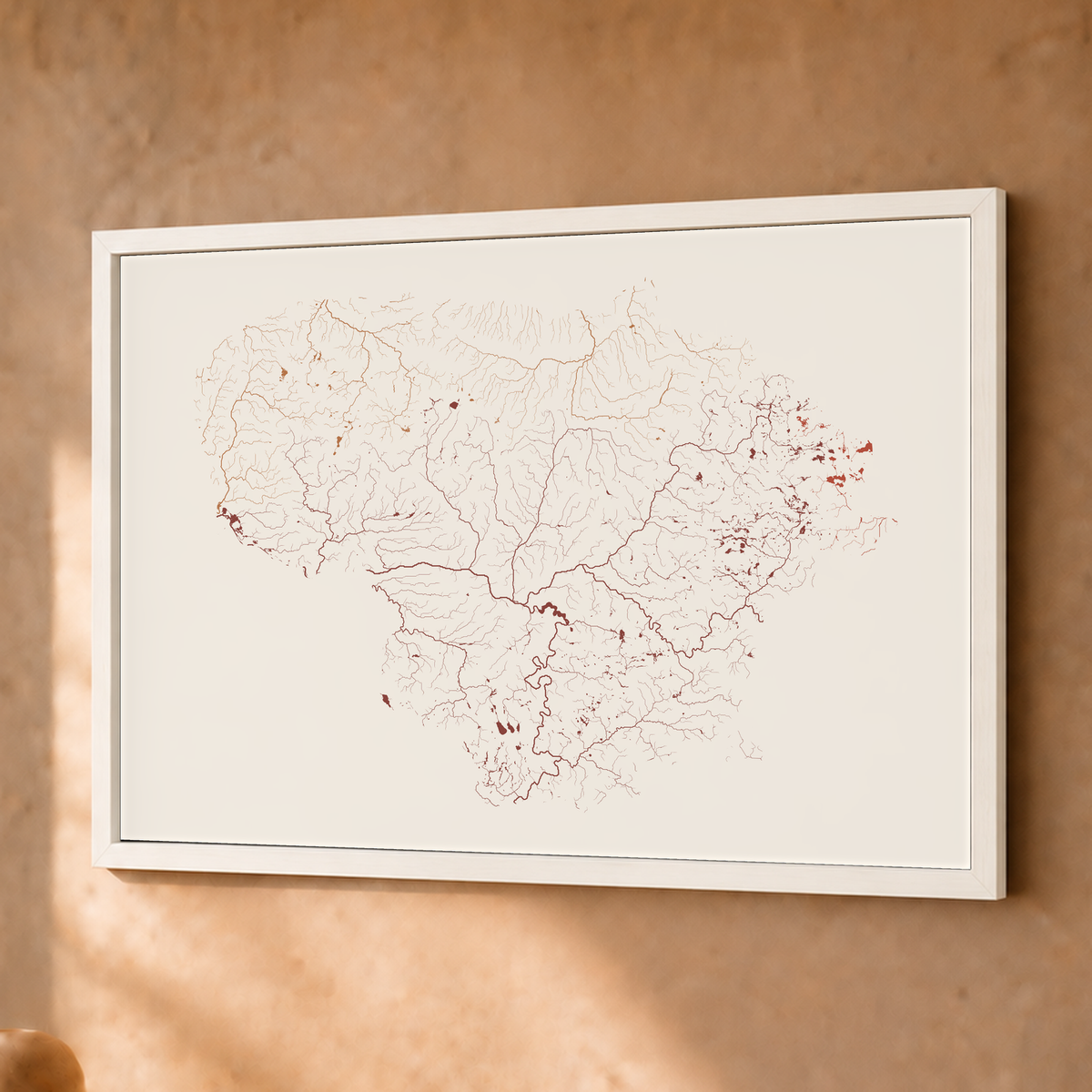 Beautiful Rivers — Lituânia — Terracota e areia, Fine art emoldurado · 30 × 40 cm, Branco · Sem margem