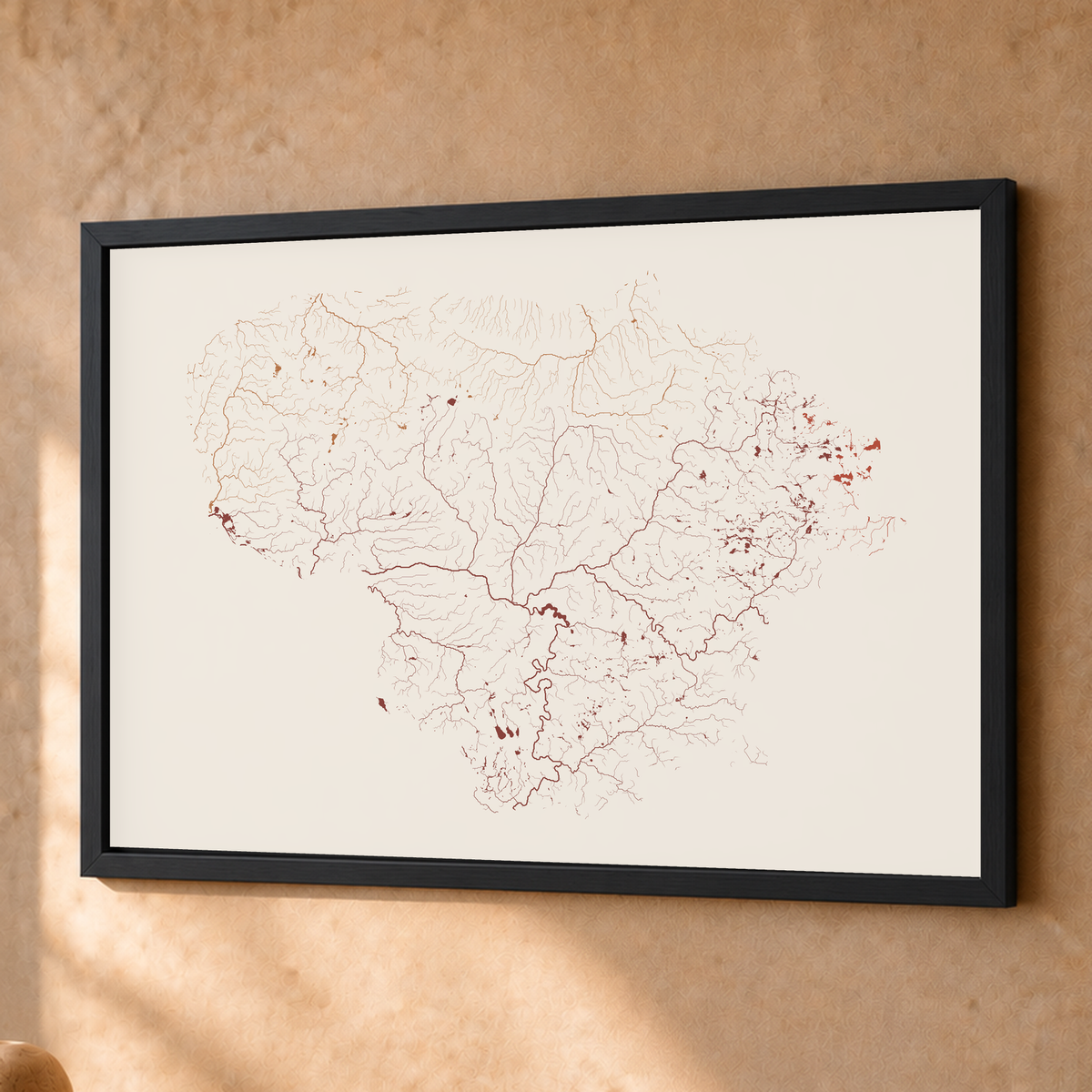 Beautiful Rivers — Lituânia — Terracota e areia, Fine art emoldurado · 45 × 60 cm, Preto · Sem margem