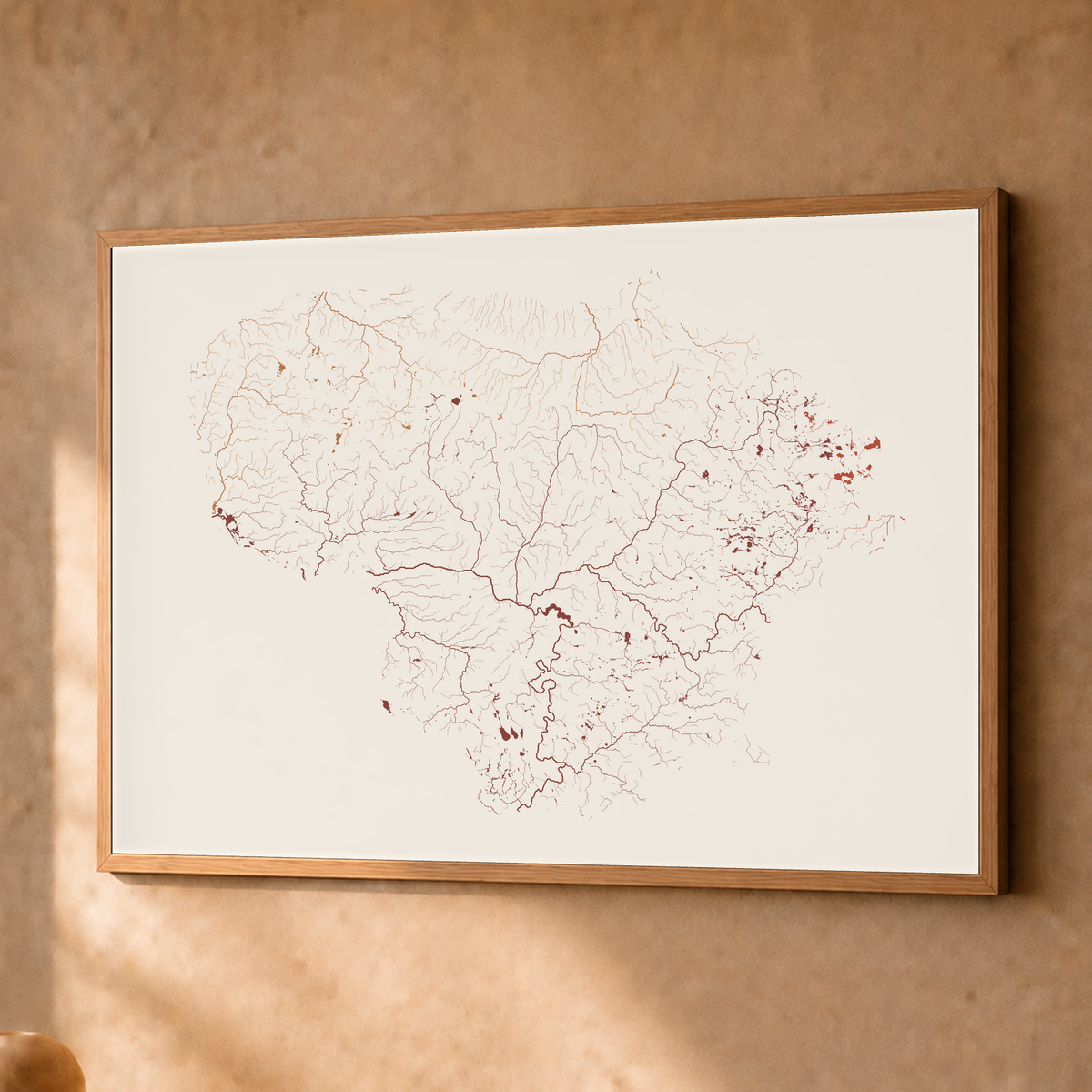 Beautiful Rivers — Lituânia — Terracota e areia, Fine art emoldurado · 45 × 60 cm, Natural · Sem margem