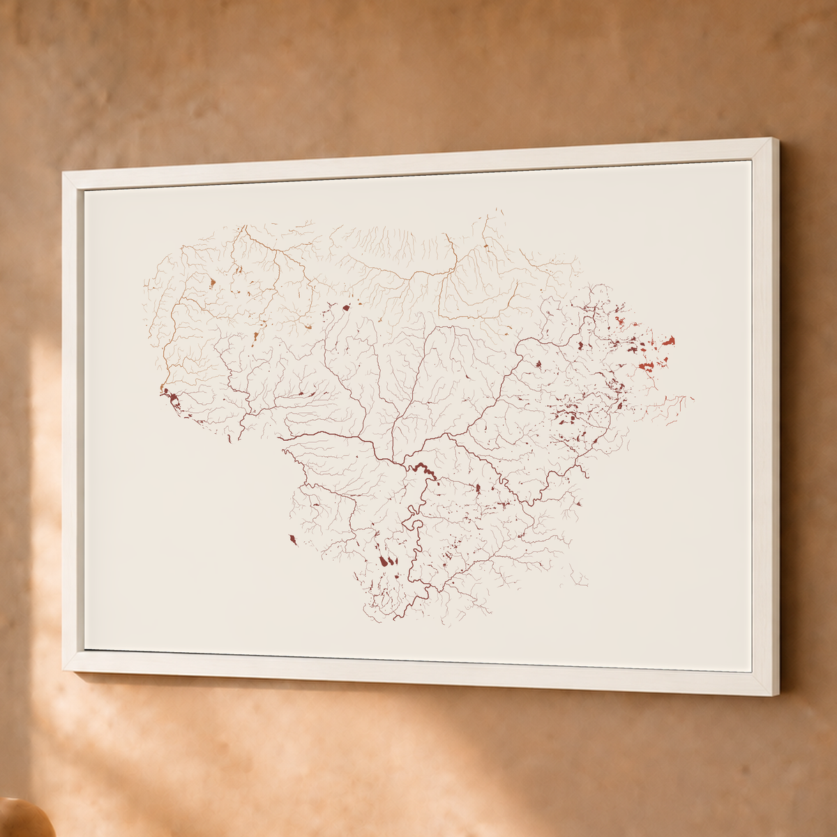 Beautiful Rivers — Lituânia — Terracota e areia, Fine art emoldurado · 45 × 60 cm, Branco · Sem margem