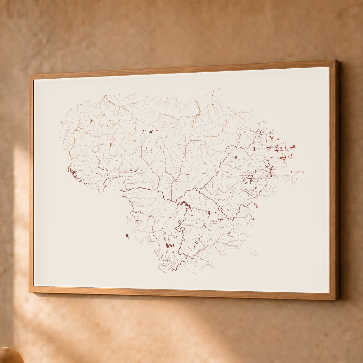 Beautiful Rivers — Lituânia — Terracota e areia, Fine art emoldurado · 60 × 80 cm, Natural · Sem margem