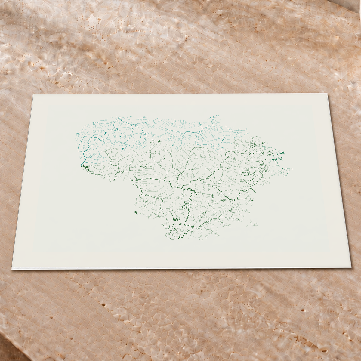 Beautiful Rivers — Lituânia — Verde jade e porcelana, Impressão fine art · 45 × 60 cm, Margem branca