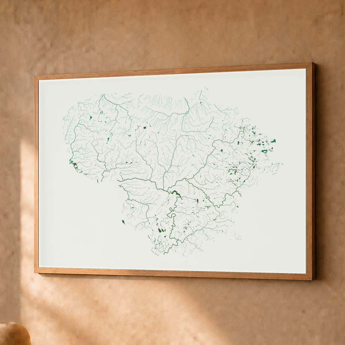 Beautiful Rivers — Lituânia — Verde jade e porcelana, Fine art emoldurado · 30 × 40 cm, Natural · Sem margem