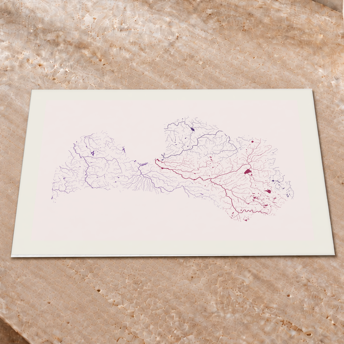 Beautiful Rivers — Letónia — Ameixa e rosé, Impressão fine art · 45 × 60 cm, Margem branca