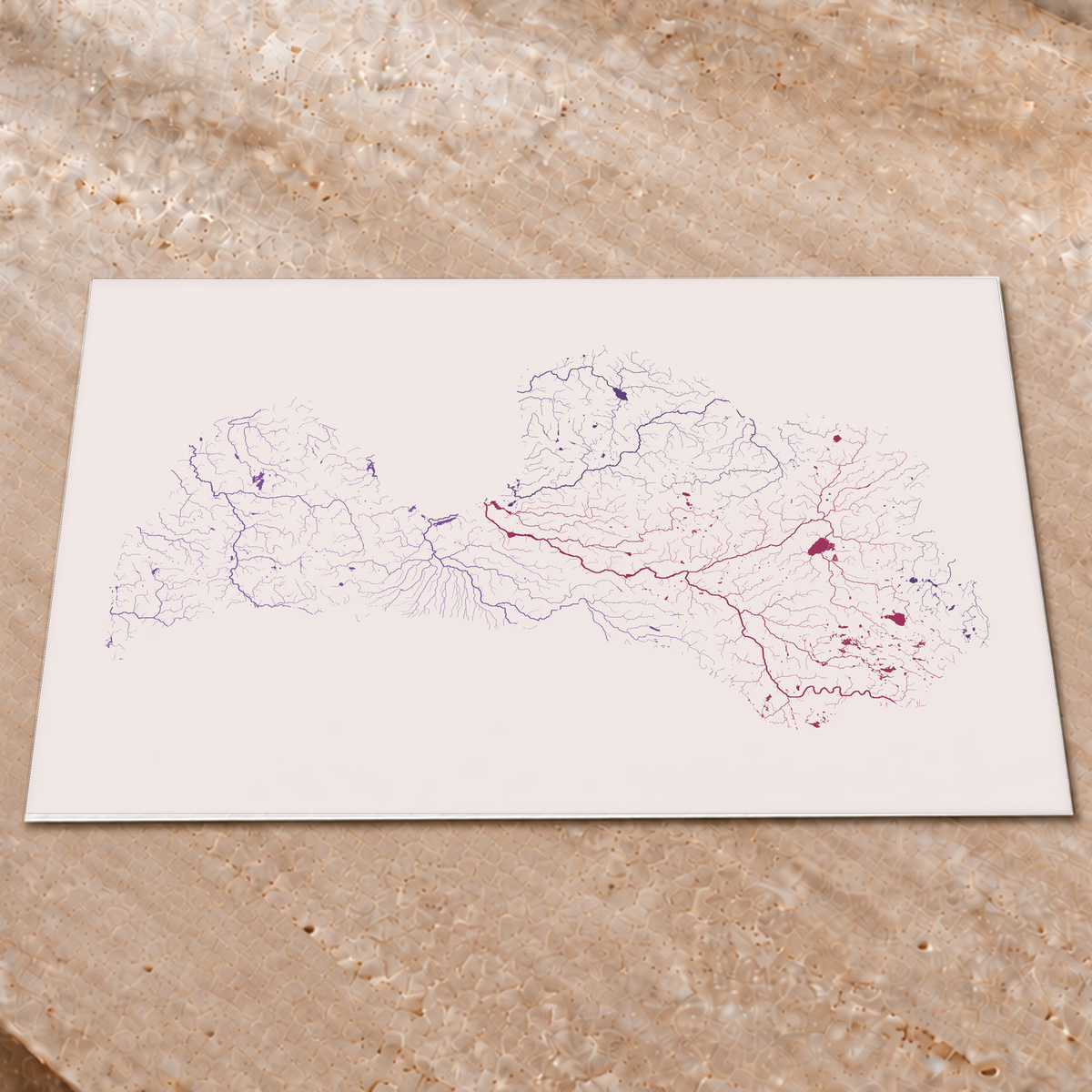 Beautiful Rivers — Letónia — Ameixa e rosé, Impressão fine art · 60 × 80 cm, Sem margem
