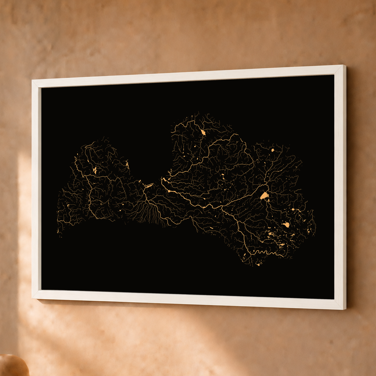 Beautiful Rivers — Letónia — Cobre, Fine art emoldurado · 30 × 40 cm, Branco · Sem margem