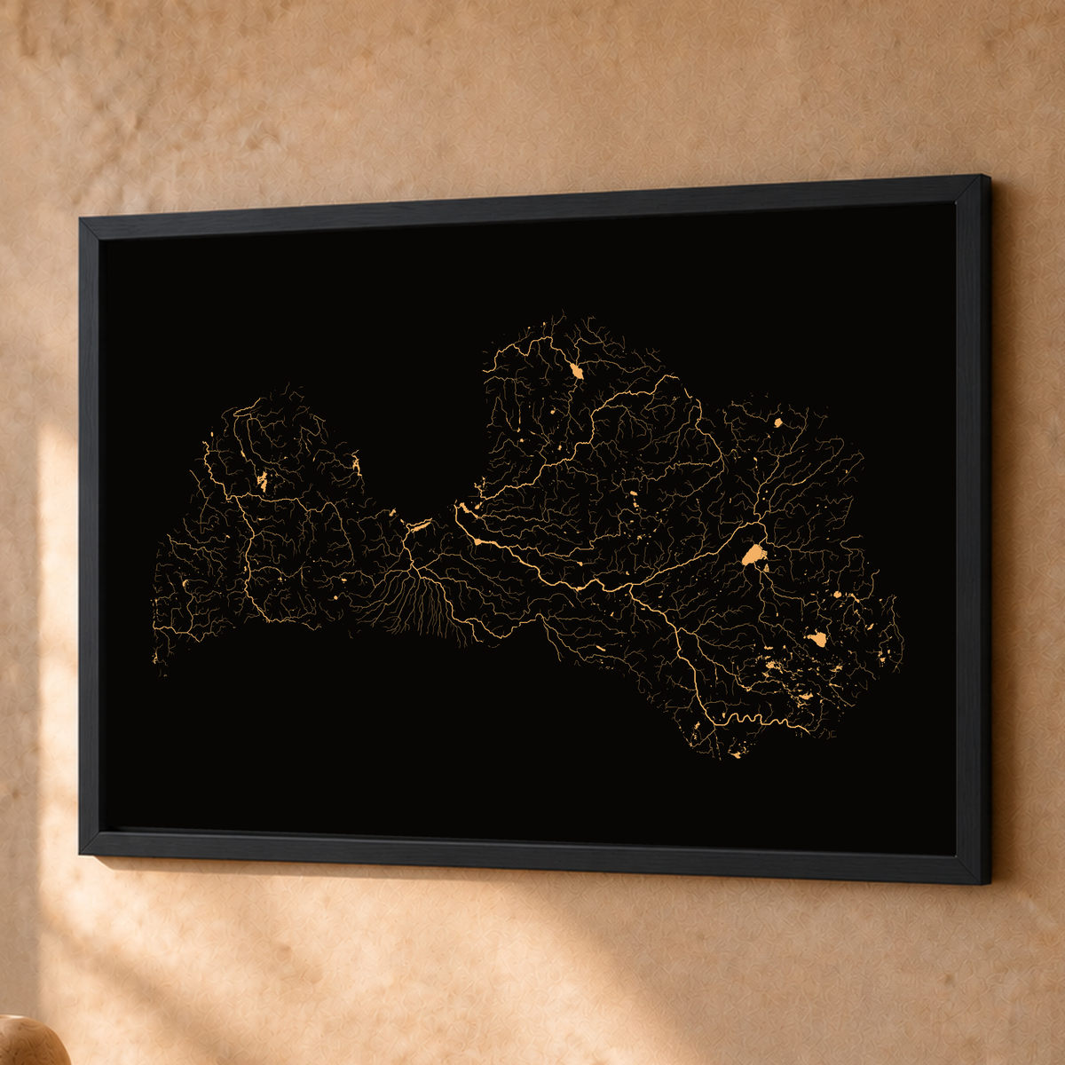 Beautiful Rivers — Letónia — Cobre, Fine art emoldurado · 45 × 60 cm, Preto · Sem margem