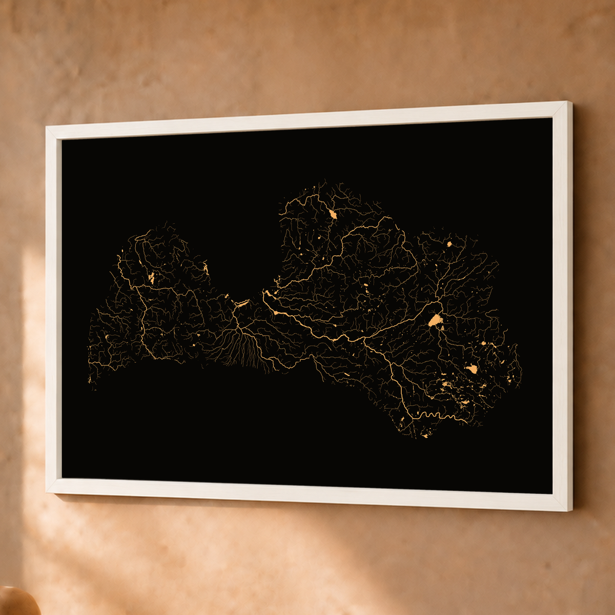 Beautiful Rivers — Letónia — Cobre, Fine art emoldurado · 45 × 60 cm, Branco · Sem margem