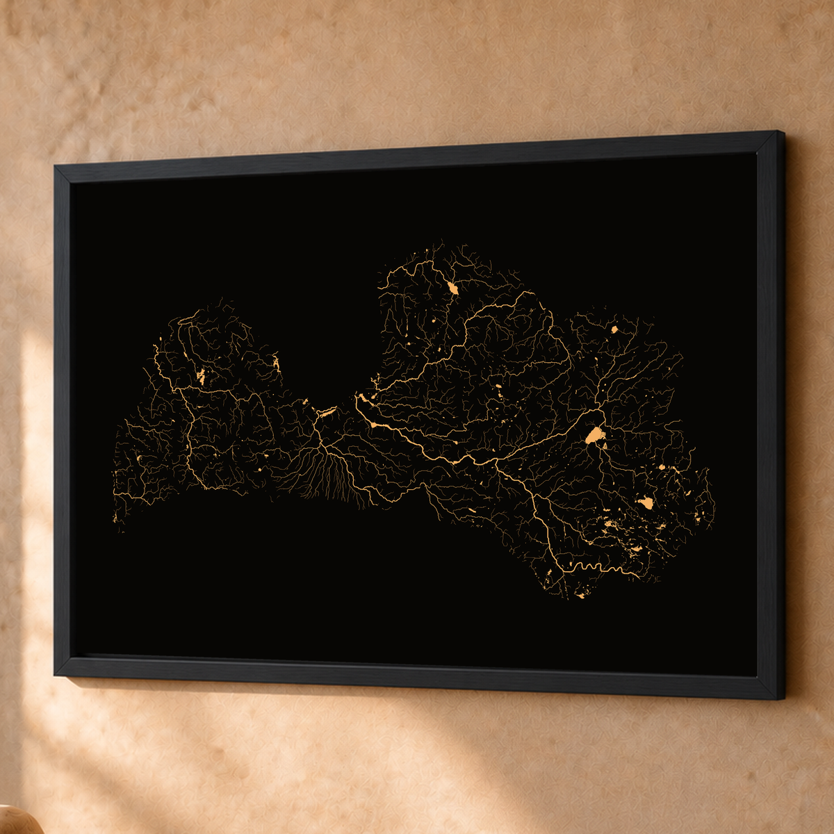 Beautiful Rivers — Letónia — Cobre, Fine art emoldurado · 60 × 80 cm, Preto · Sem margem