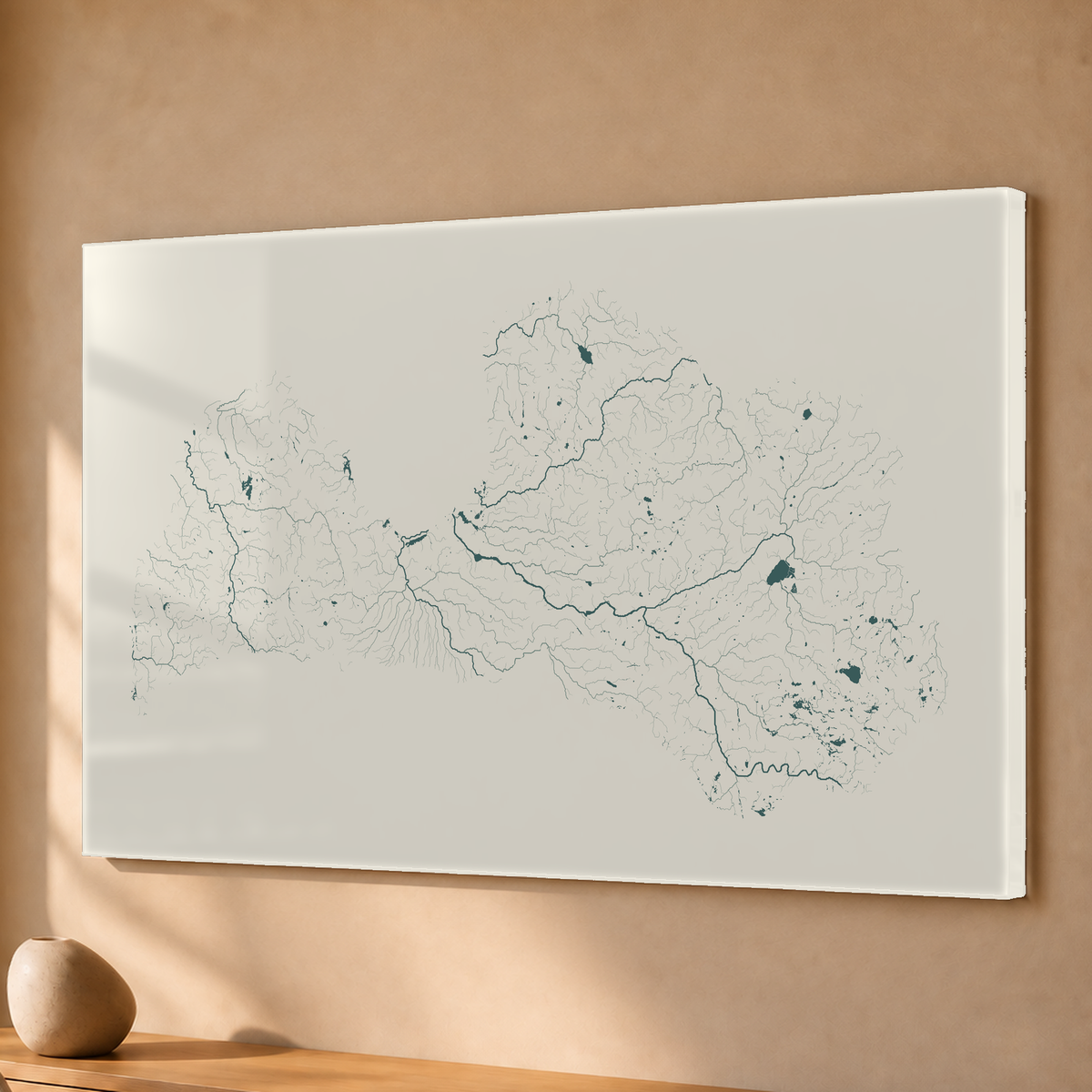 Beautiful Rivers — Letónia — Natural e luminosa, Acrílico · 40 × 60 cm, Sem margem