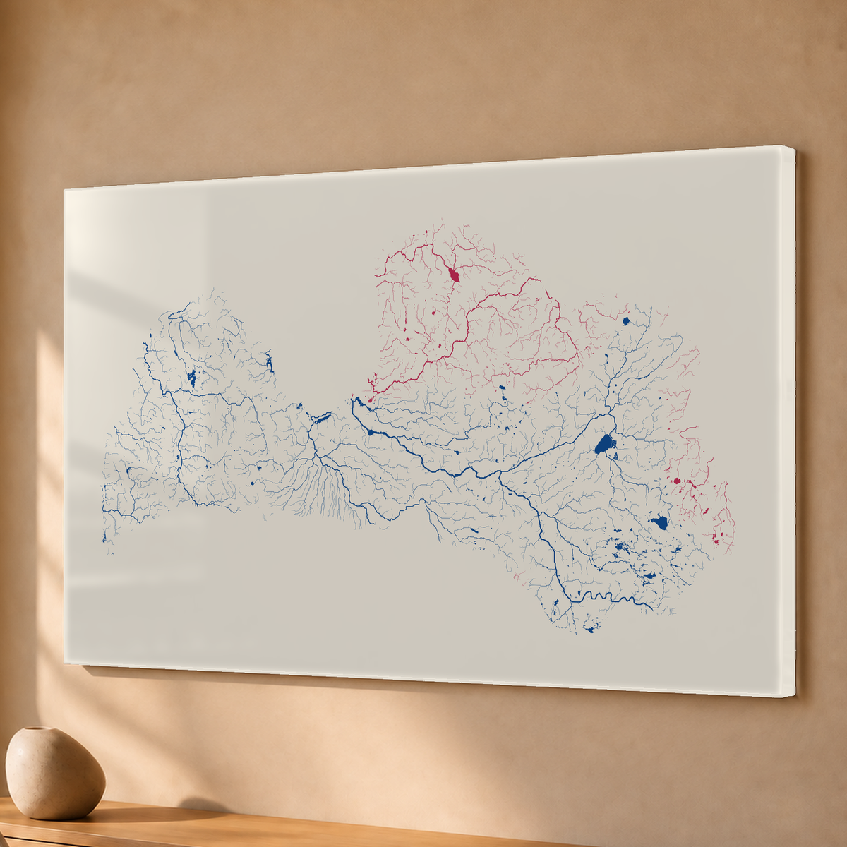 Beautiful Rivers — Letónia — Risografia, Acrílico · 40 × 60 cm, Sem margem