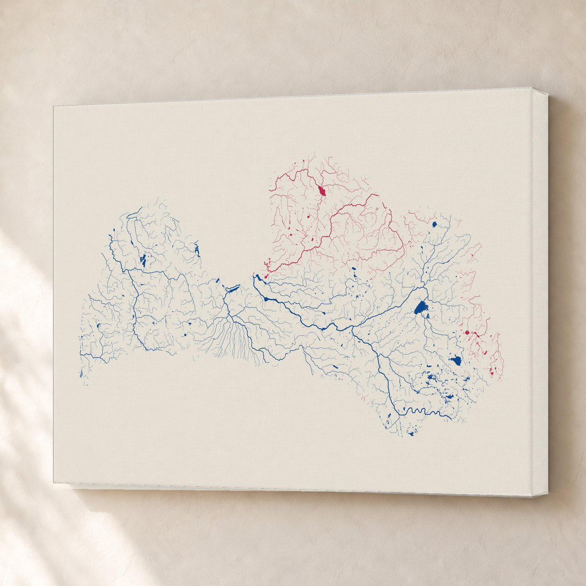 Beautiful Rivers — Letónia — Risografia, Canvas · 45 × 60 cm, Sem margem