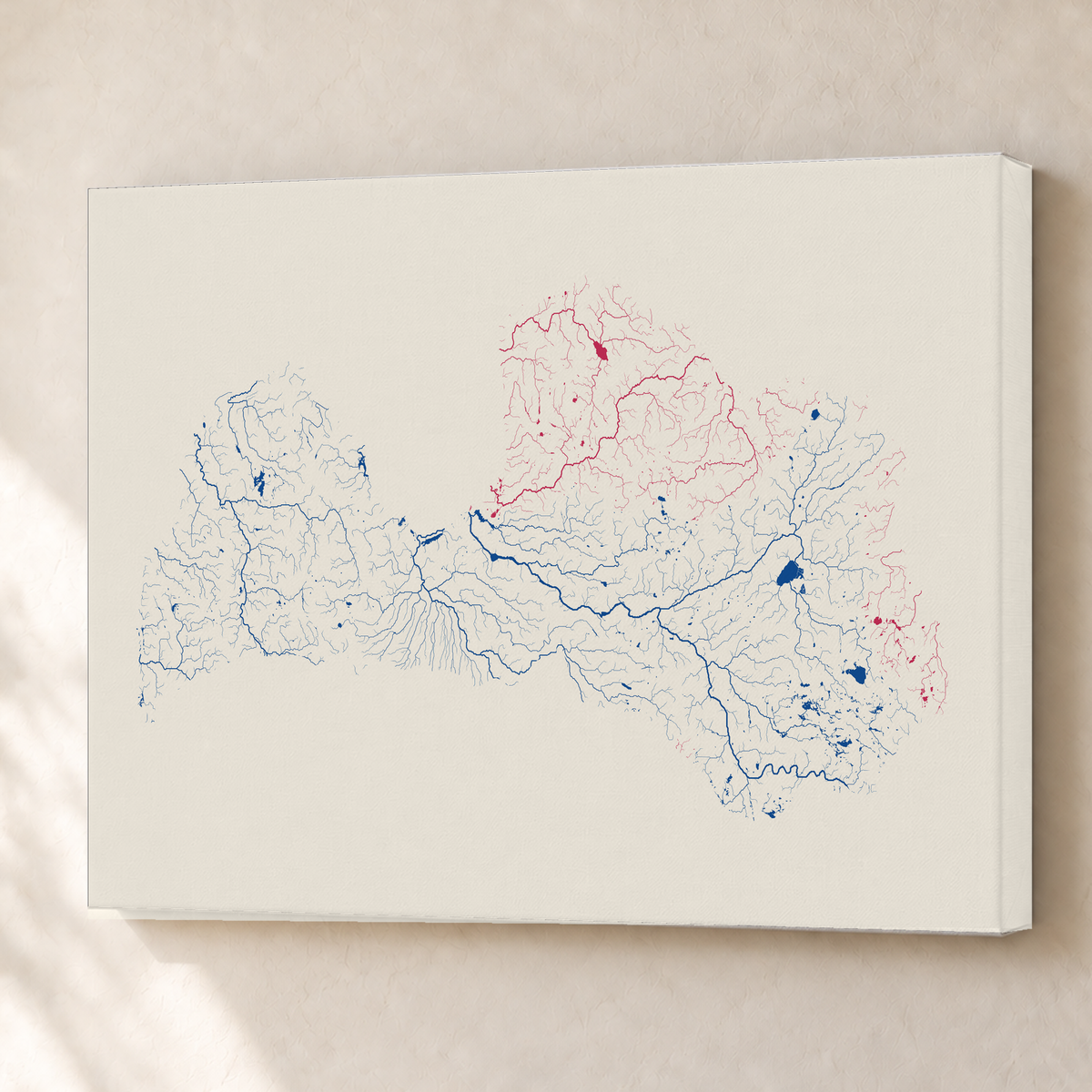 Beautiful Rivers — Letónia — Risografia, Canvas · 60 × 80 cm, Sem margem