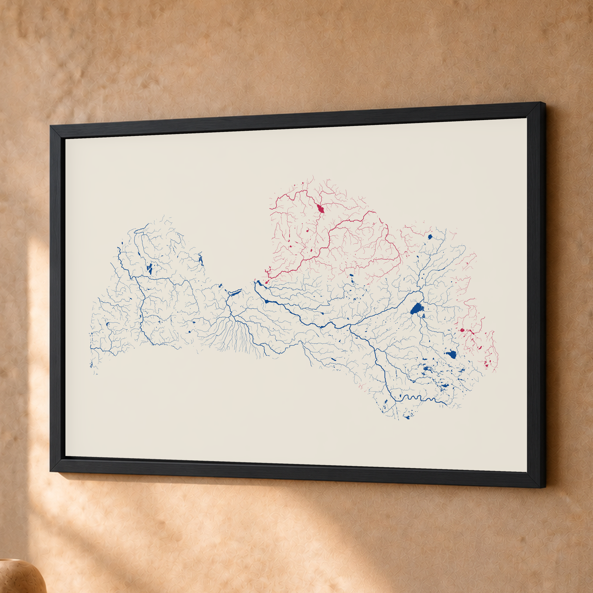 Beautiful Rivers — Letónia — Risografia, Fine art emoldurado · 30 × 40 cm, Preto · Sem margem