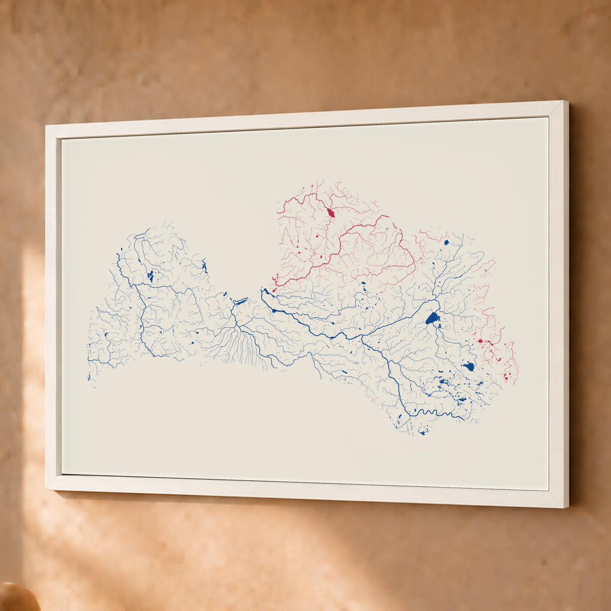 Beautiful Rivers — Letónia — Risografia, Fine art emoldurado · 45 × 60 cm, Branco · Sem margem