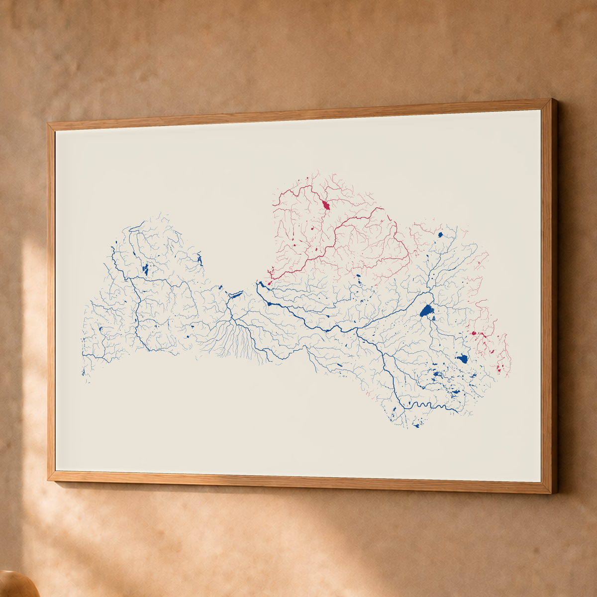 Beautiful Rivers — Letónia — Risografia, Fine art emoldurado · 60 × 80 cm, Natural · Sem margem