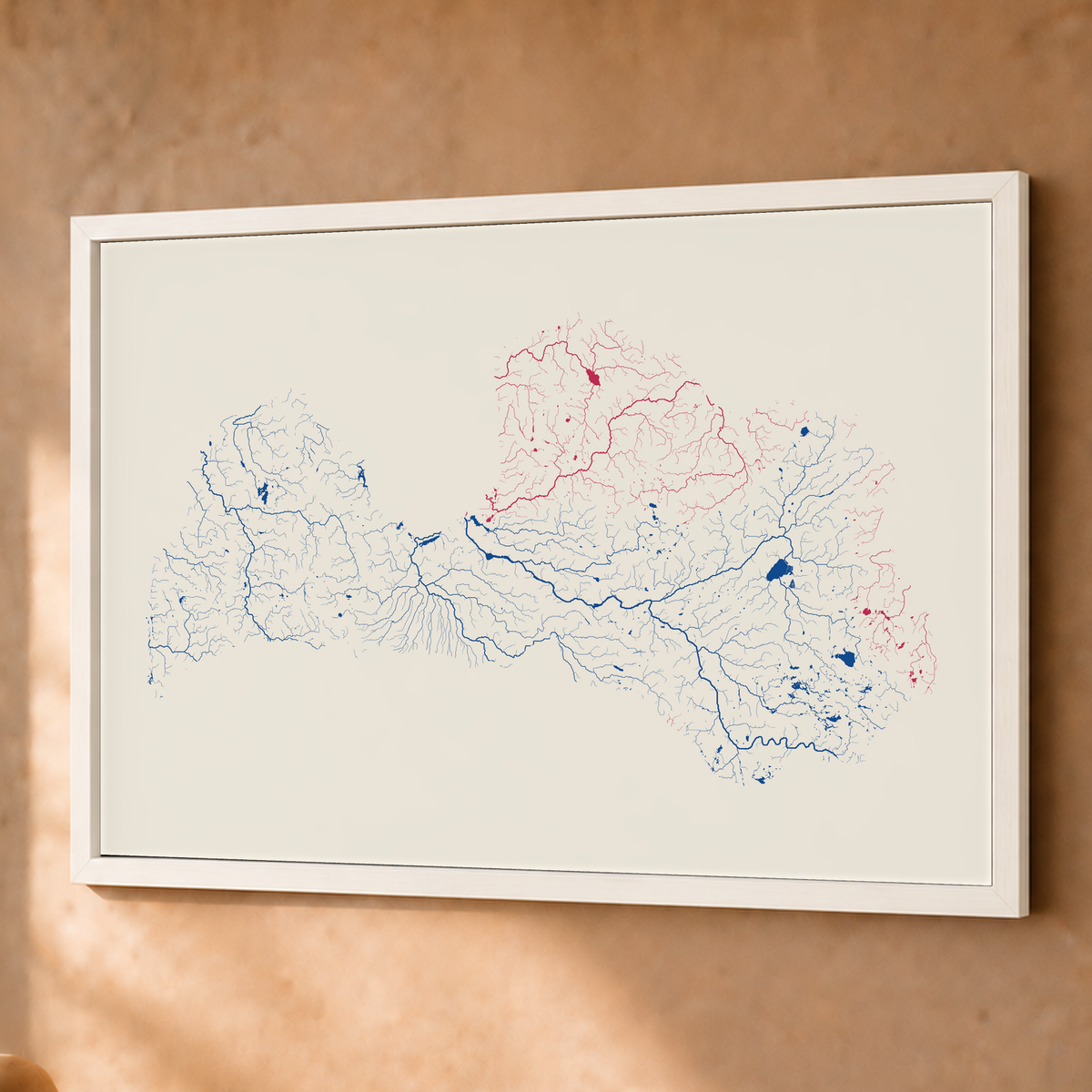 Beautiful Rivers — Letónia — Risografia, Fine art emoldurado · 60 × 80 cm, Branco · Sem margem