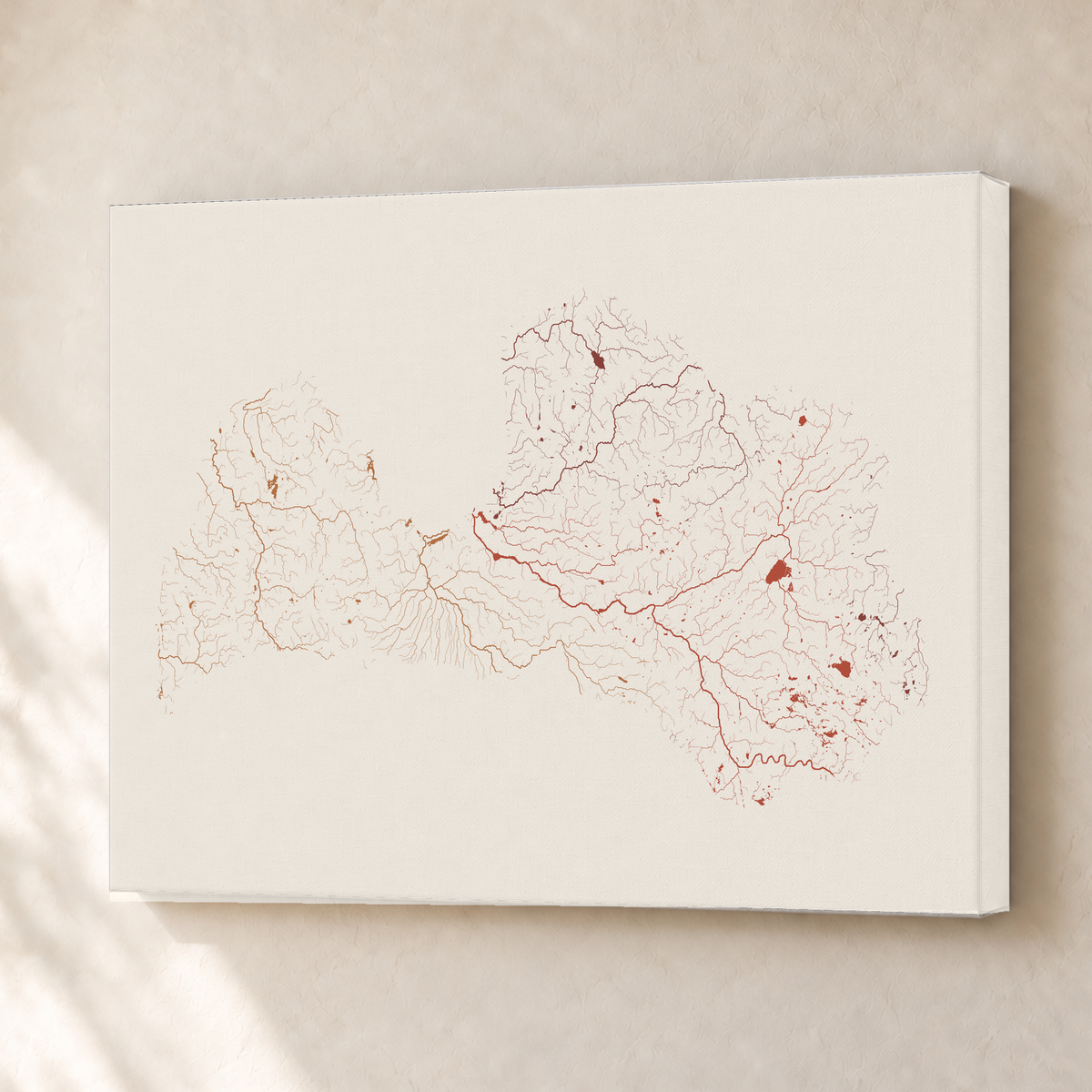 Beautiful Rivers — Letónia — Terracota e areia, Canvas · 30 × 40 cm, Sem margem