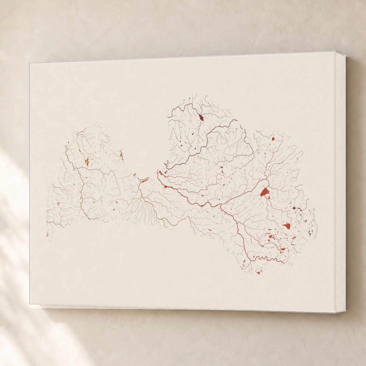 Beautiful Rivers — Letónia — Terracota e areia, Canvas · 60 × 80 cm, Sem margem