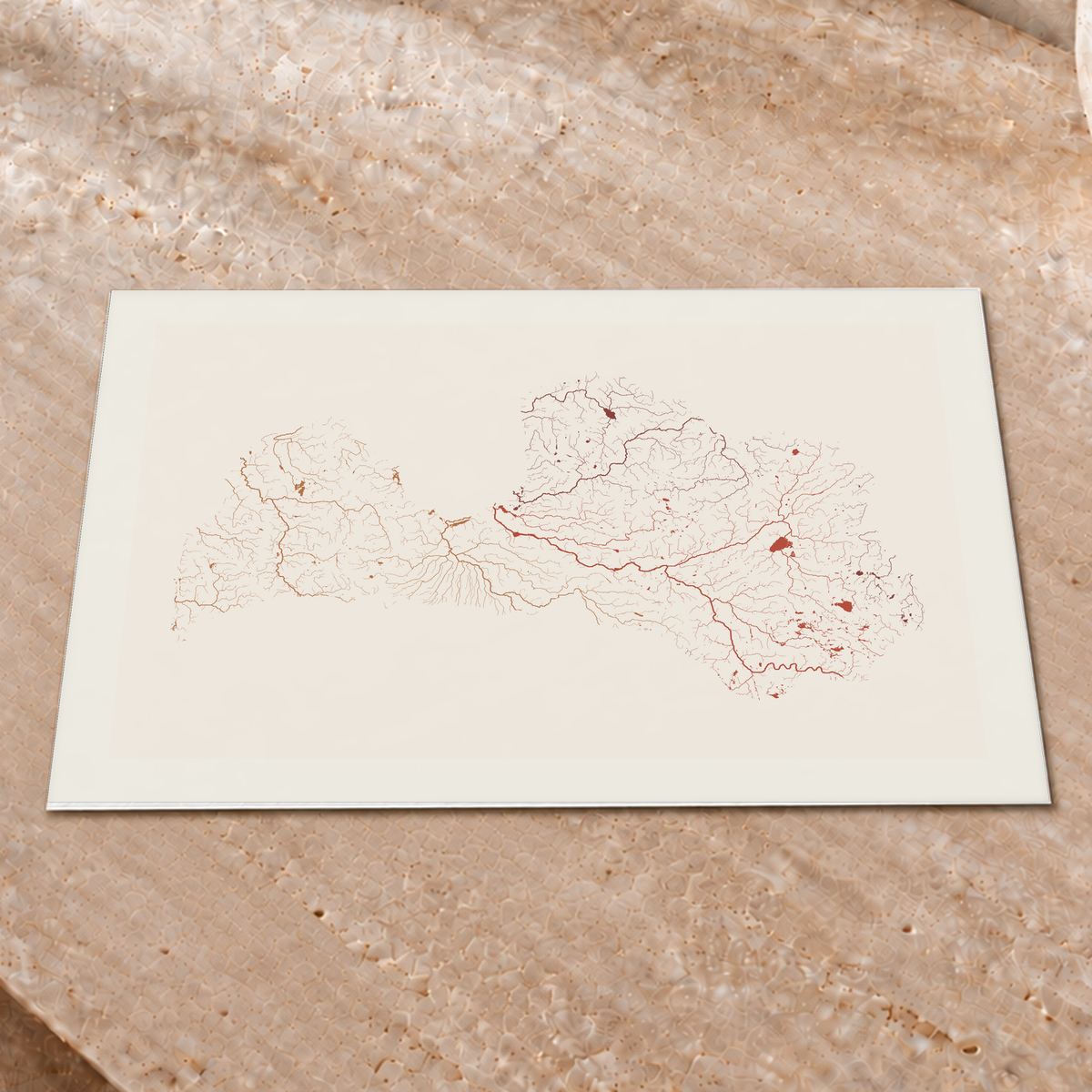 Beautiful Rivers — Letónia — Terracota e areia, Impressão fine art · 30 × 40 cm, Margem branca