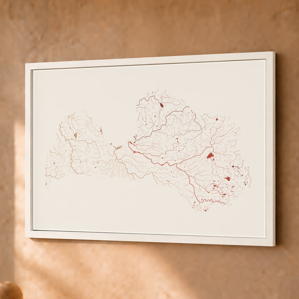 Beautiful Rivers — Letónia — Terracota e areia, Fine art emoldurado · 30 × 40 cm, Branco · Sem margem