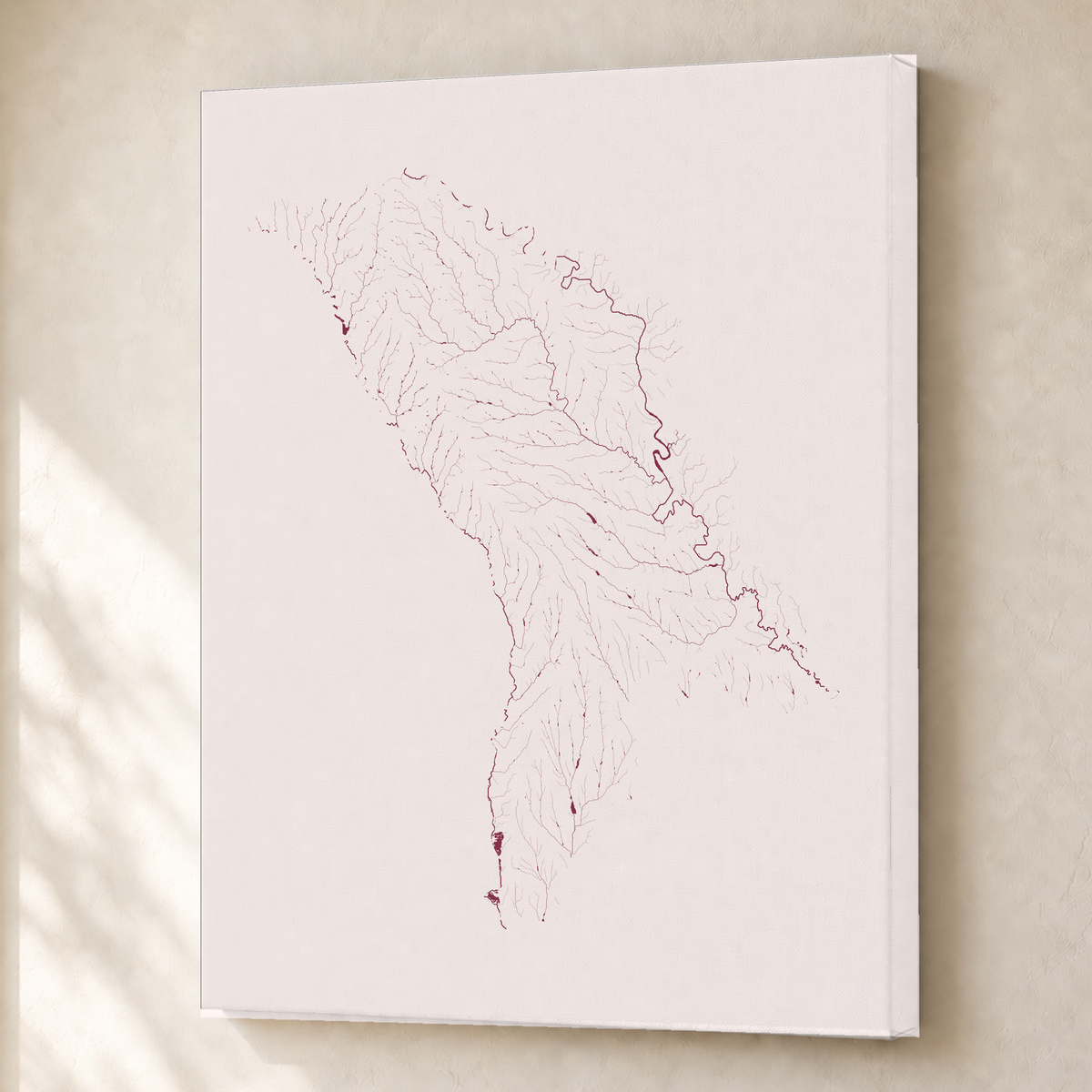 Beautiful Rivers — Moldávia — Ameixa e rosé, Canvas · 45 × 60 cm, Sem margem