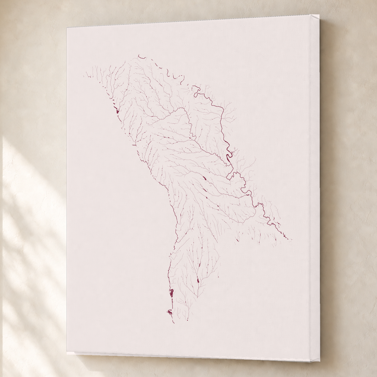 Beautiful Rivers — Moldávia — Ameixa e rosé, Canvas · 60 × 80 cm, Sem margem