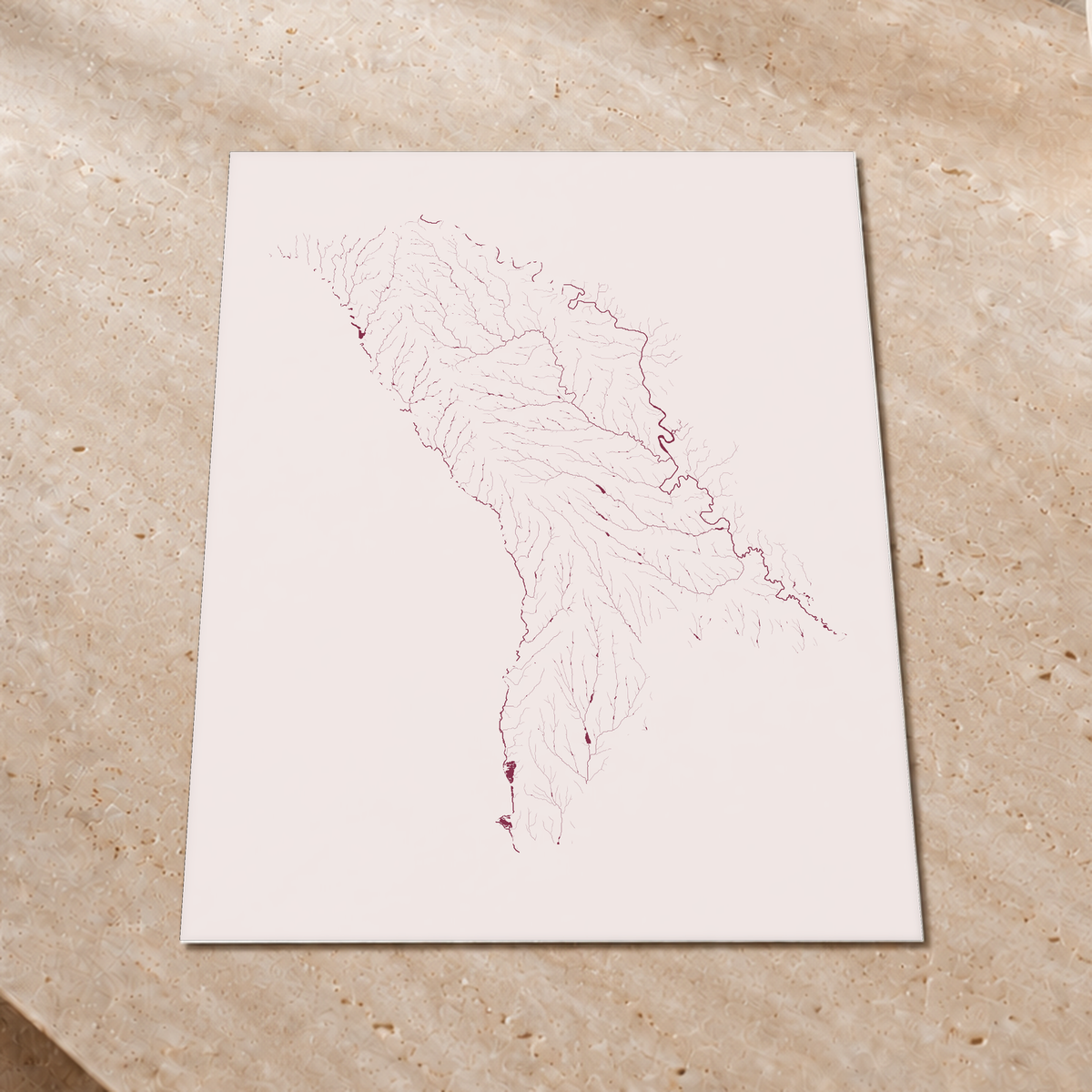 Beautiful Rivers — Moldávia — Ameixa e rosé, Impressão fine art · 60 × 80 cm, Sem margem