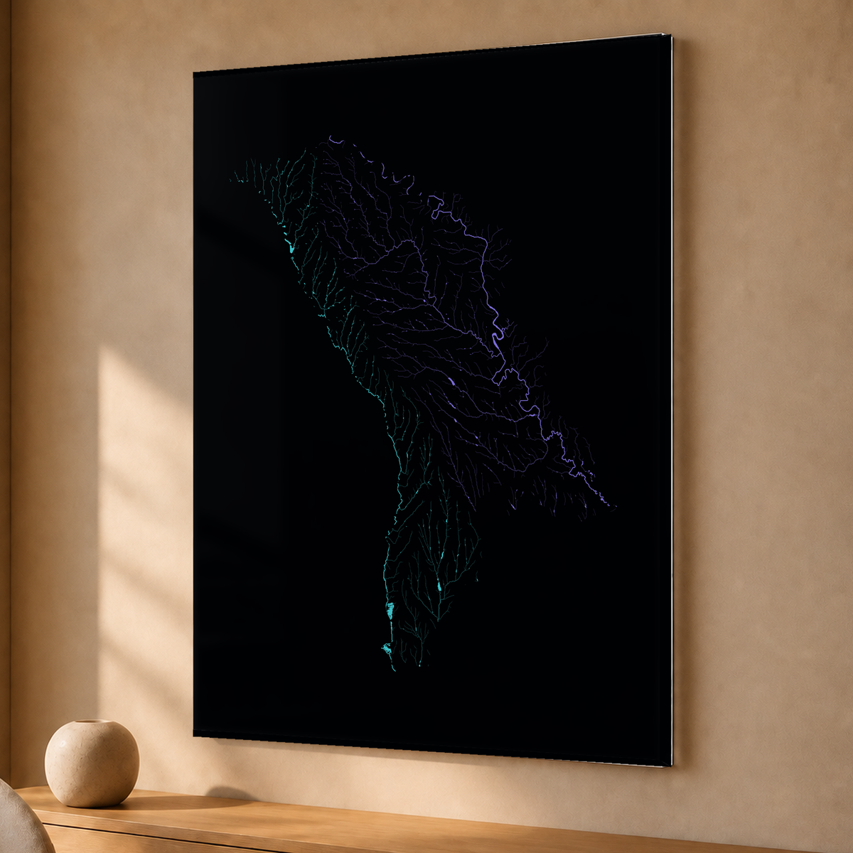 Beautiful Rivers — Moldávia — Neon hidrográfico, Acrílico · 30 × 40 cm, Sem margem