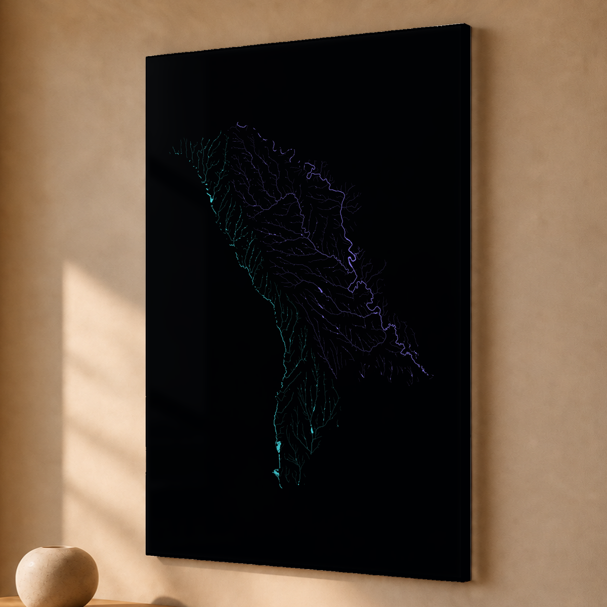 Beautiful Rivers — Moldávia — Neon hidrográfico, Acrílico · 40 × 60 cm, Sem margem