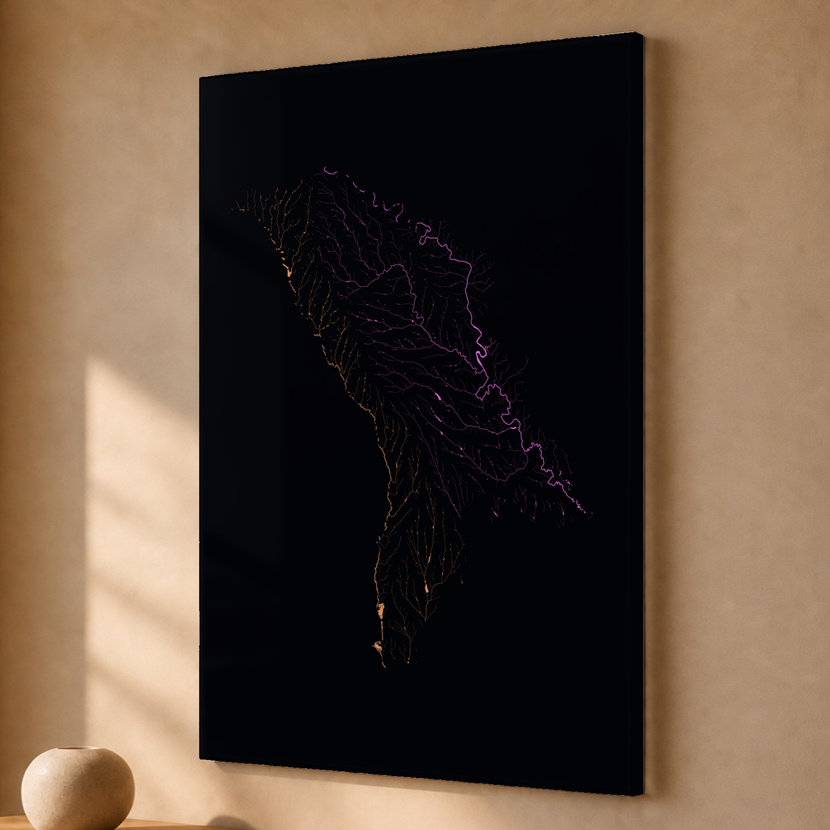Beautiful Rivers — Moldávia — Neon por território, Acrílico · 40 × 60 cm, Sem margem