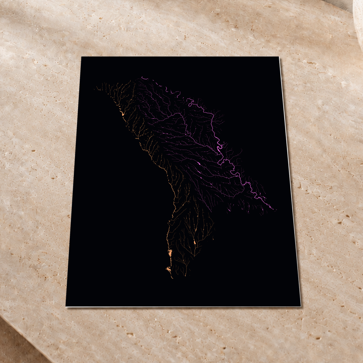 Beautiful Rivers — Moldávia — Neon por território, Impressão fine art · 30 × 40 cm, Sem margem