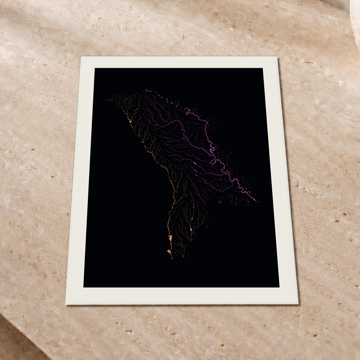 Beautiful Rivers — Moldávia — Neon por território, Impressão fine art · 30 × 40 cm, Margem branca