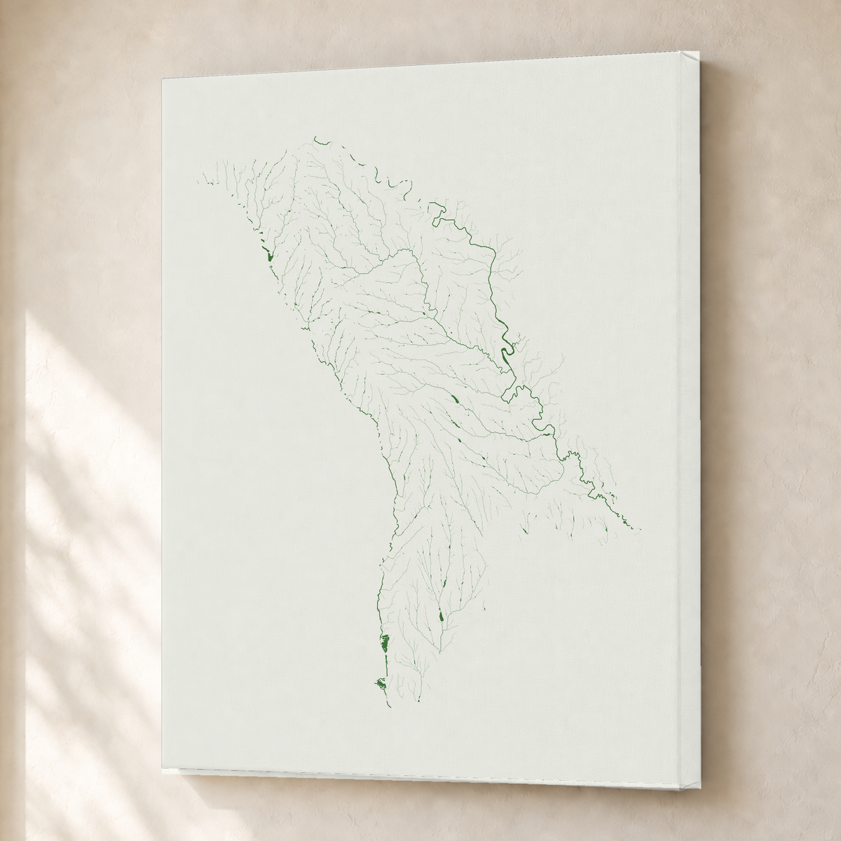 Beautiful Rivers — Moldávia — Verde jade e porcelana, Canvas · 30 × 40 cm, Sem margem