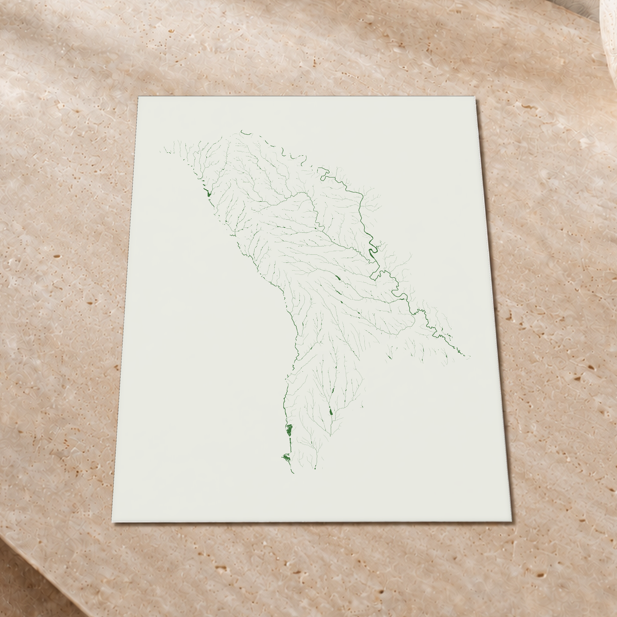 Beautiful Rivers — Moldávia — Verde jade e porcelana, Impressão fine art · 30 × 40 cm, Sem margem