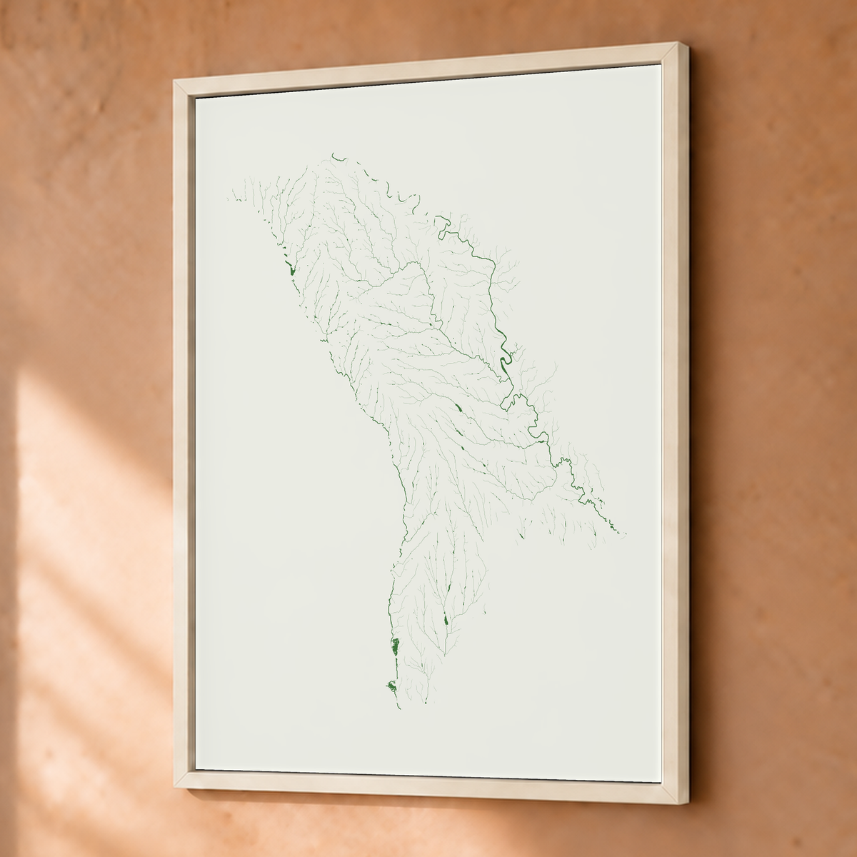 Beautiful Rivers — Moldávia — Verde jade e porcelana, Fine art emoldurado · 30 × 40 cm, Branco · Sem margem