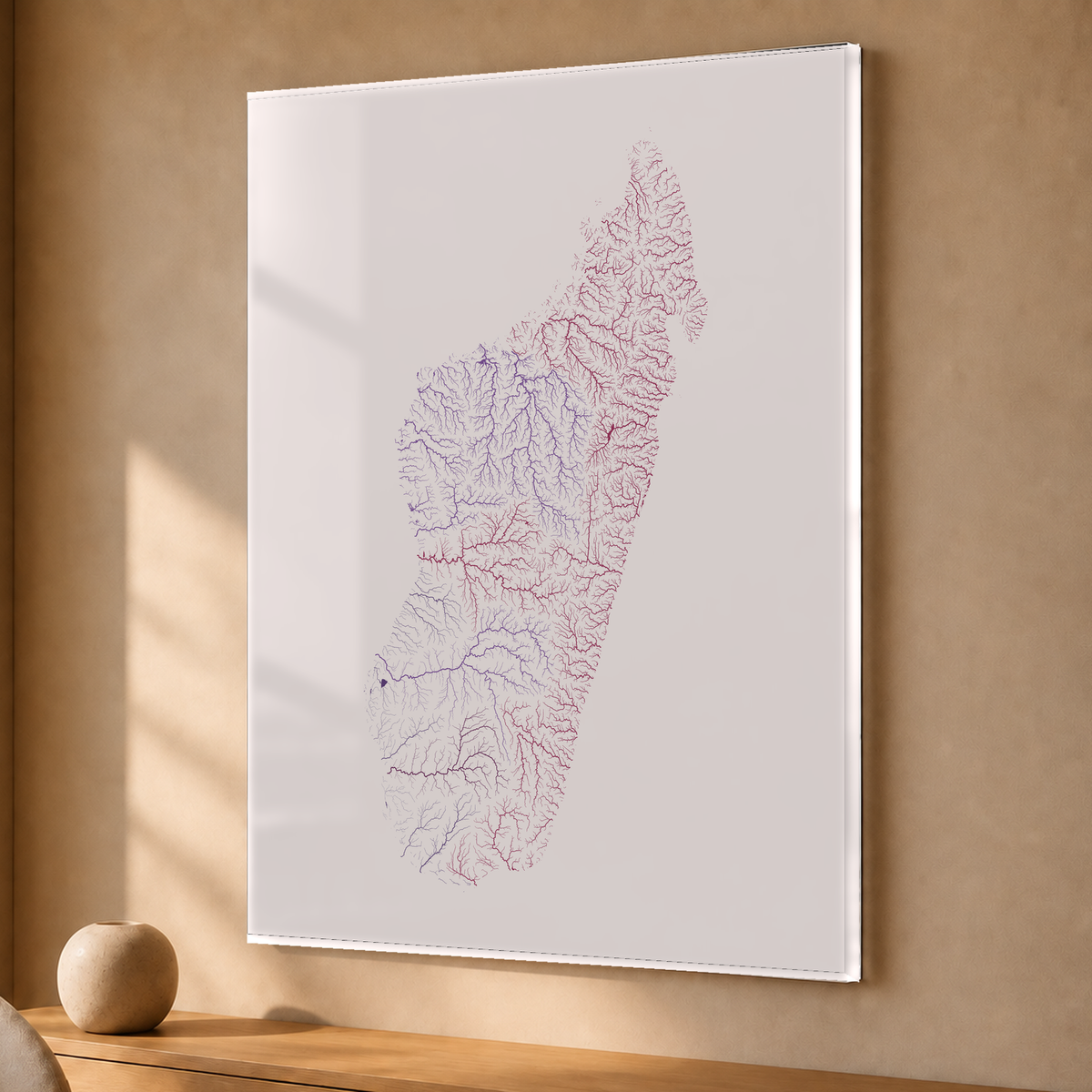 Beautiful Rivers — Madagáscar — Ameixa e rosé, Acrílico · 30 × 40 cm, Sem margem