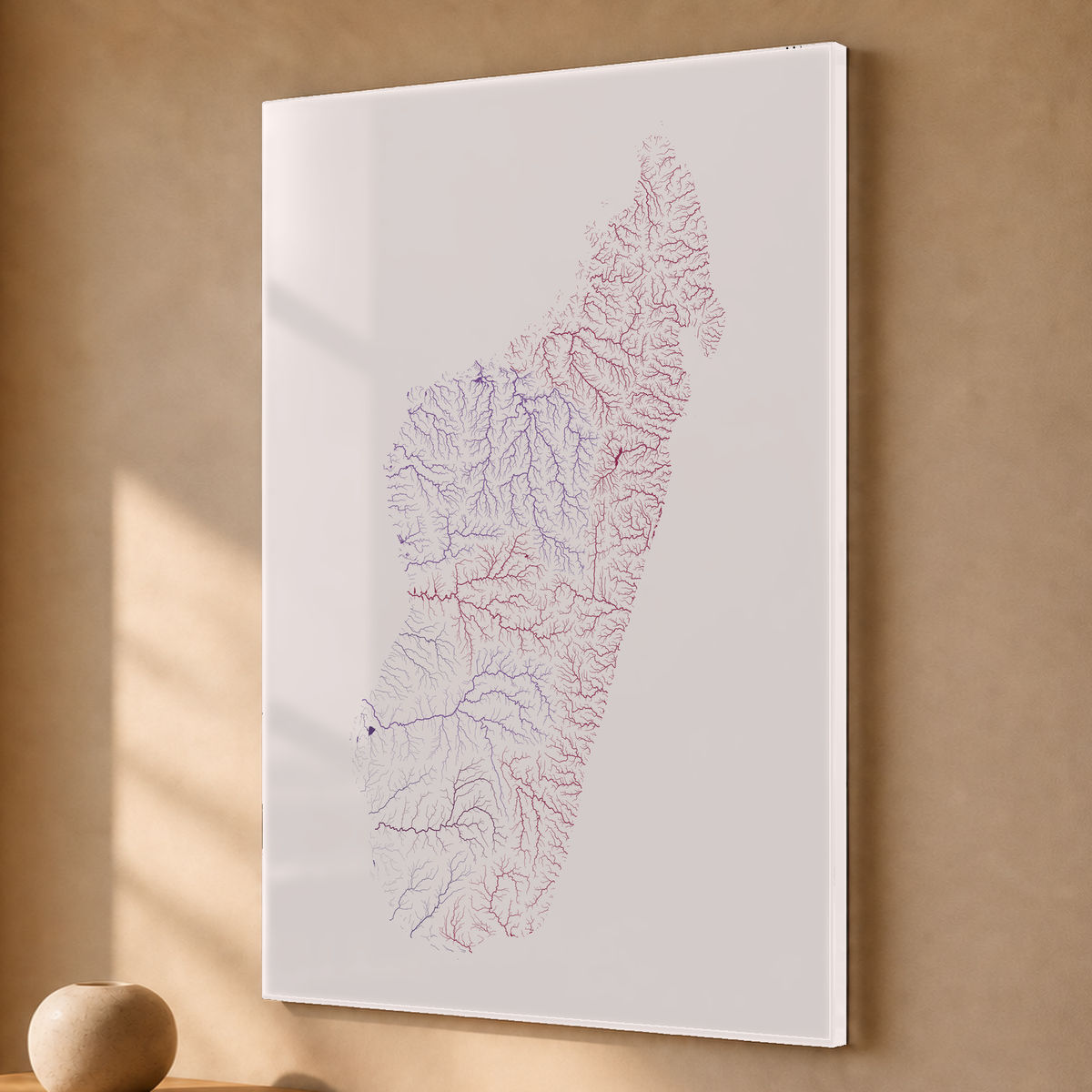 Beautiful Rivers — Madagáscar — Ameixa e rosé, Acrílico · 40 × 60 cm, Sem margem