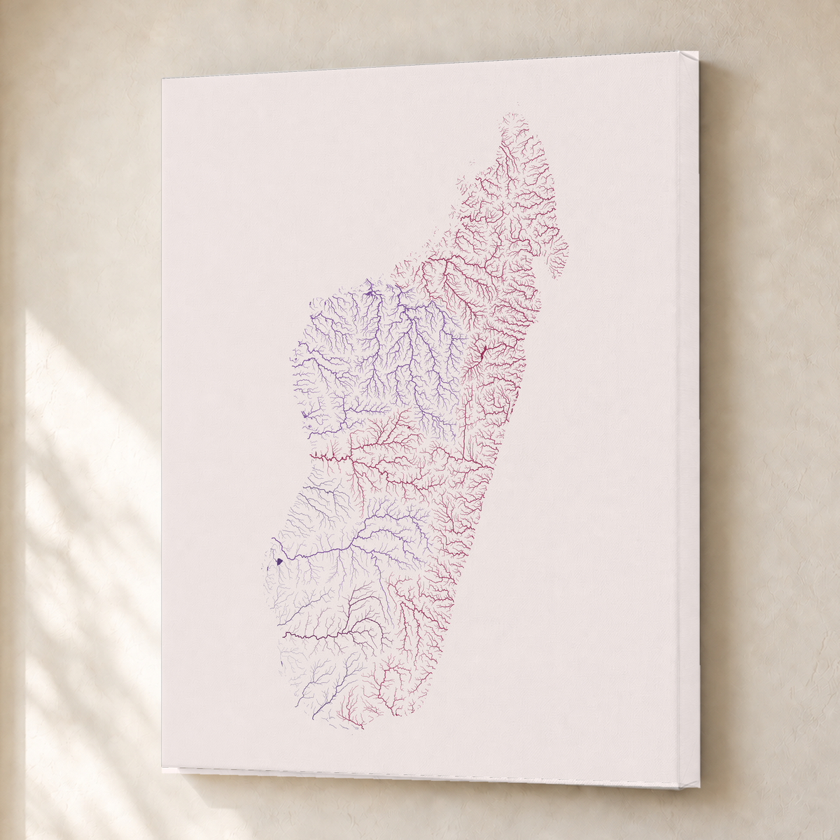 Beautiful Rivers — Madagáscar — Ameixa e rosé, Canvas · 30 × 40 cm, Sem margem